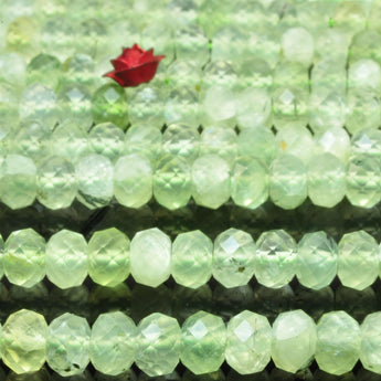 Natural Green Prehnite faceted rondelle loose beads gemstone  semi precious stone wholesale for jewelry making DIY