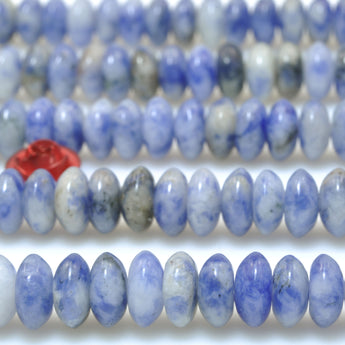 Natural Blue White Sodalite Stone smooth disc rondelle beads wholesale loose gemstones for  jewelry making DIY bracelet necklace