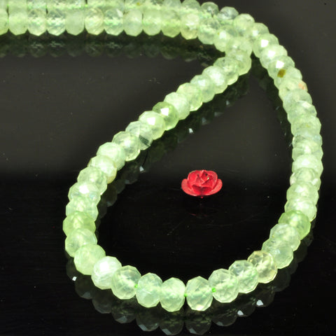 Natural Green Prehnite faceted rondelle loose beads gemstone  semi precious stone wholesale for jewelry making DIY