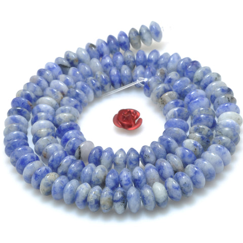 Natural Blue White Sodalite Stone smooth disc rondelle beads wholesale loose gemstones for  jewelry making DIY bracelet necklace