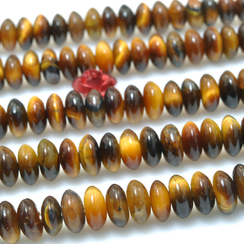 Natural Yellow Tiger Eye Stone smooth disc rondelle beads loose gemstones for  jewelry making DIY bracelet necklace