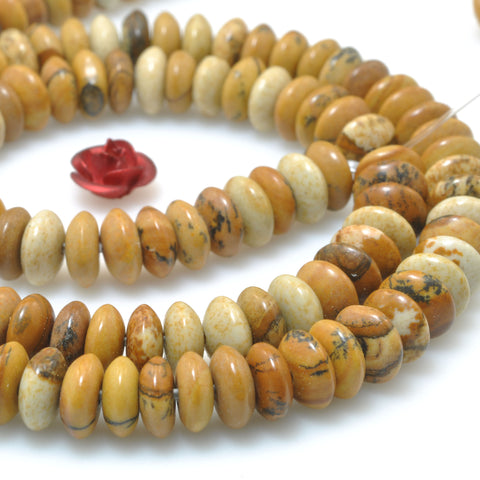 Natural Picture Jasper smooth disc rondelle beads stone wholesale loose gemstones for  jewelry making DIY bracelet necklace