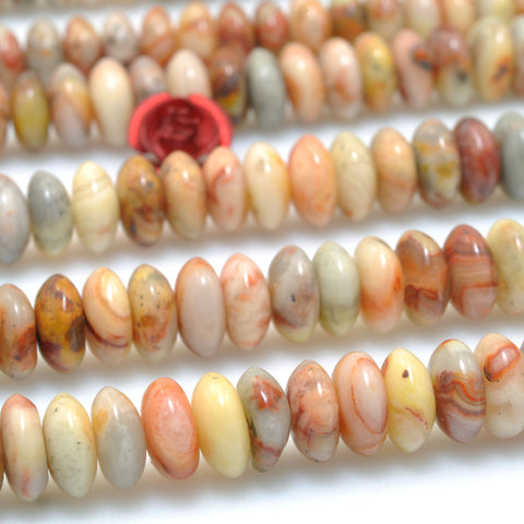 Natural Red Crazy Lace Agate Stone smooth disc rondelle beads loose gemstones for jewelry making DIY bracelet necklace