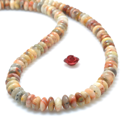 Natural Red Crazy Lace Agate Stone smooth disc rondelle beads loose gemstones for jewelry making DIY bracelet necklace