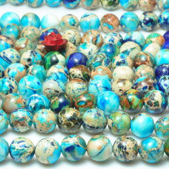Blue Imperial Jasper smooth round loose beads impression jasper gemstone wholesale jewelry making bracelet diy stuff