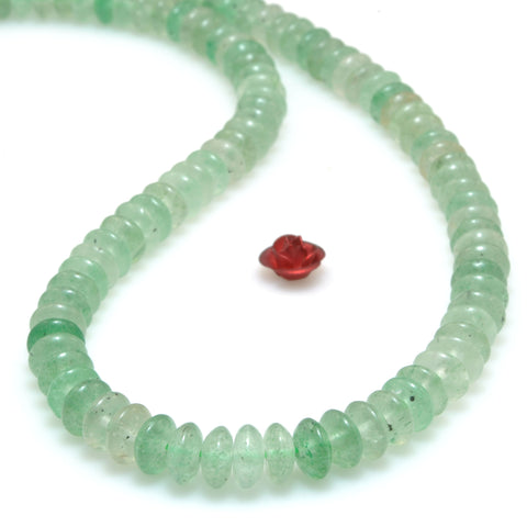 Natural Green Strawberry Quartz smooth disc rondelle beads stone wholesale loose gemstones for  jewelry making DIY bracelet necklace