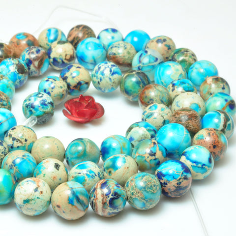 Blue Imperial Jasper smooth round loose beads impression jasper gemstone wholesale jewelry making bracelet diy stuff