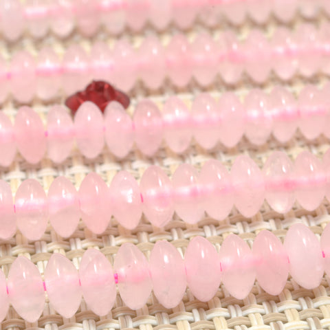 Natural Rose Quartz smooth disc rondelle beads wholesale loose gemstones for  jewelry making DIY bracelet necklace