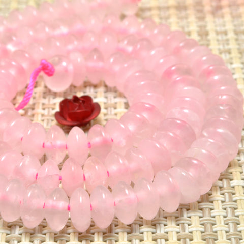 Natural Rose Quartz smooth disc rondelle beads wholesale loose gemstones for  jewelry making DIY bracelet necklace