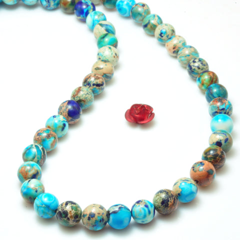 Blue Imperial Jasper smooth round loose beads impression jasper gemstone wholesale jewelry making bracelet diy stuff