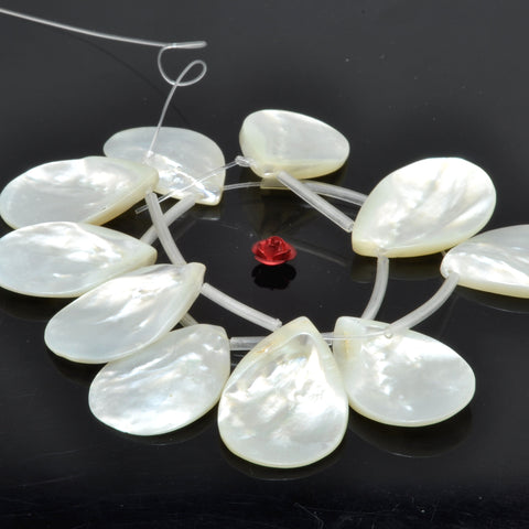 10 pcs of MOP mother of pearl shell smooth teardrop beads wholesale jewelry making diy earrings necklace