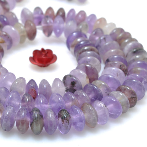Natural Purple Amethyst Stone smooth disc rondelle beads wholesale loose gemstones for  jewelry making DIY bracelet necklace