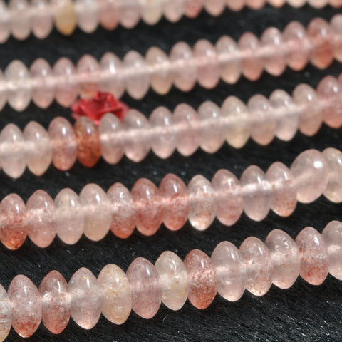 Natural Strawberry Quartz Stone smooth disc rondelle beads loose gemstones for jewelry making DIY bracelet necklace
