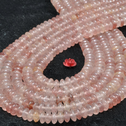 Natural Strawberry Quartz Stone smooth disc rondelle beads loose gemstones for jewelry making DIY bracelet necklace