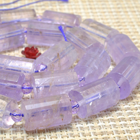 Natural Lavender Amethyst faceted tube beads for jewelry making diy bracelet necklace