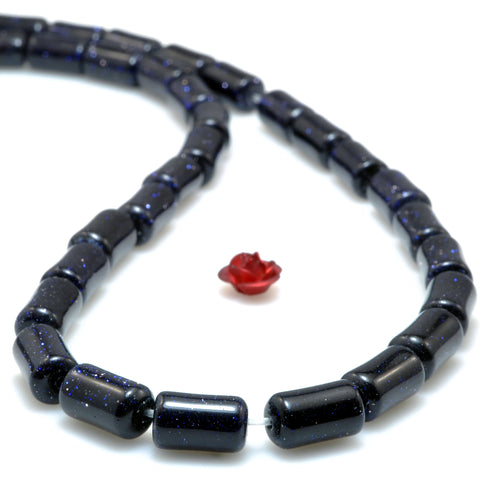 Blue Sandstone Goldstone smooth tube beads gemstone wholesale for jewelry making diy bracelet necklace
