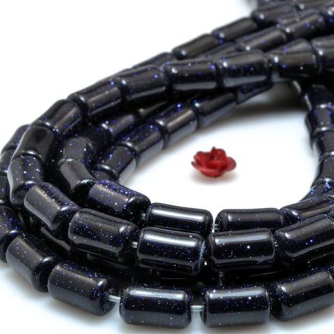 Blue Sandstone Goldstone smooth tube beads gemstone wholesale for jewelry making diy bracelet necklace