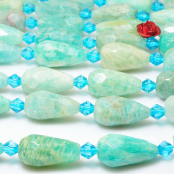 Natural Amazonite faceted teardrop loose beads wholesale gemstone semi precious stone for jewelry making DIY