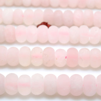 Natural Rose Quartz matte rondelle beads pink quartz stone loose gemstones wholesale for jewelry making diy bracelet necklace