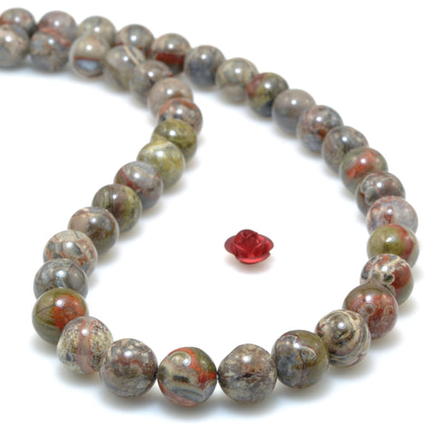 Natural Mushroom jasper smooth round beads green red pomergrabite stone loose gemstone wholeslae for jewelry making bracelet necklace