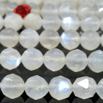 Natural rainbow moonstone diamond cut faceted round beads white gemstone wholesale for jewelry making bracelet diy