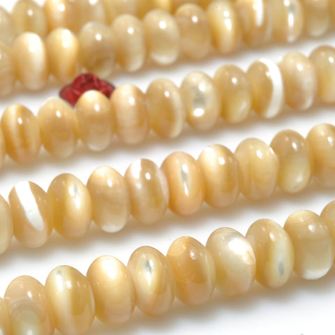 Yellow Mother of Pearl Shell smooth rondelle beads wholesale for jewelry making diy bracelet necklace