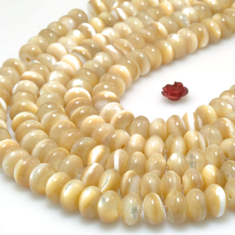 Yellow Mother of Pearl Shell smooth rondelle beads wholesale for jewelry making diy bracelet necklace