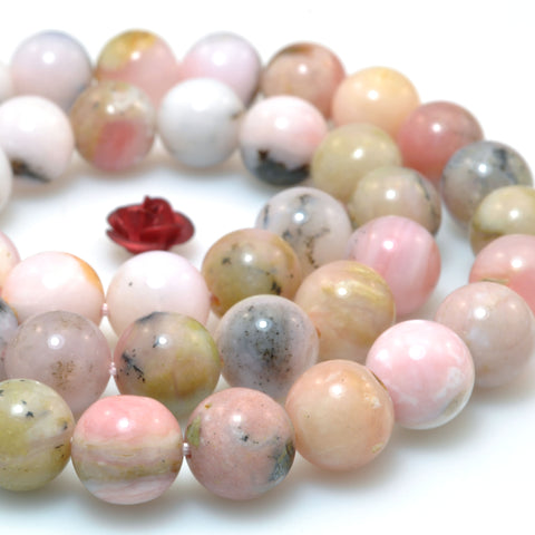 Natural pink opal gemstone smooth round loose beads gemstone wholesale jewelry making semi precious stone diy bracelet