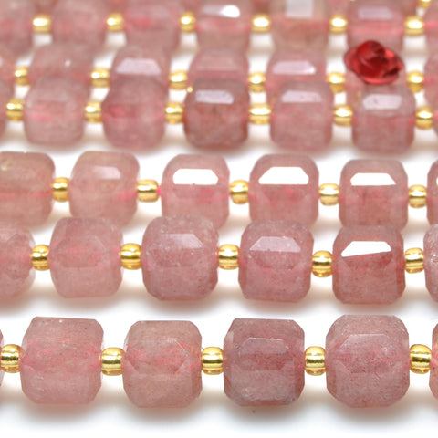 Natural Strawberry Quartz Stone faceted Cube beads wholesale loose gemstone for jewelry making bracelet neckalce DIY