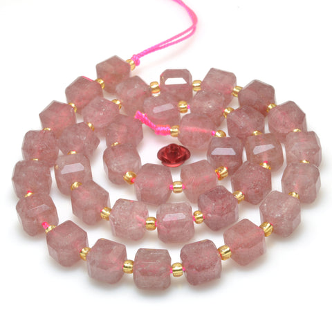 Natural Strawberry Quartz Stone faceted Cube beads wholesale loose gemstone for jewelry making bracelet neckalce DIY
