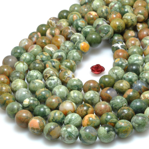 Natural Green Rhyolite Stone Smooth round loose beads wholesale gemstone for jewelry making diy bracelet necklace