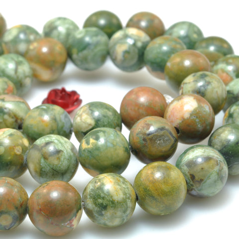 Natural Green Rhyolite Stone Smooth round loose beads wholesale gemstone for jewelry making diy bracelet necklace