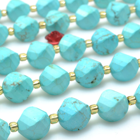 Blue Turquoise S faceted twisted round beads wholesale gemstones for jewelry making bracelets necklaces DIY