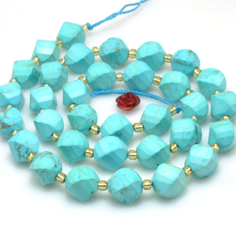 Blue Turquoise S faceted twisted round beads wholesale gemstones for jewelry making bracelets necklaces DIY