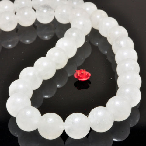 Natural White Jade smooth round loose beads wholesale gemstone jewelry 6mm8mm10mm 15"