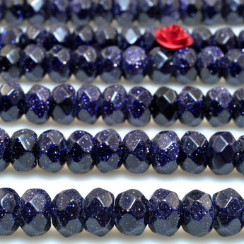 Blue Sandstone Goldstone faceted rondelle beads gemstone wholesale for jewelry making diy bracelet necklace