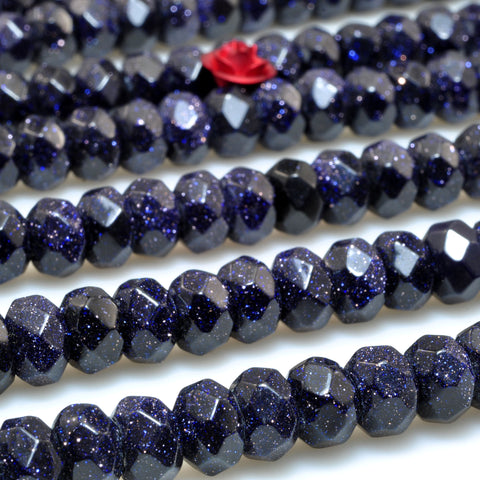 Blue Sandstone Goldstone faceted rondelle beads gemstone wholesale for jewelry making diy bracelet necklace