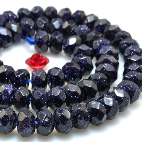 Blue Sandstone Goldstone faceted rondelle beads gemstone wholesale for jewelry making diy bracelet necklace