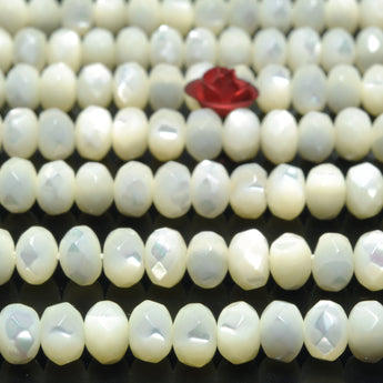 Natural Mother of Pearl Shell White MOP faceted rondelle beads wholesae loose gemstone for jewelry making diy