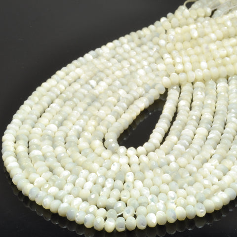 Natural Mother of Pearl Shell White MOP faceted rondelle beads wholesae loose gemstone for jewelry making diy