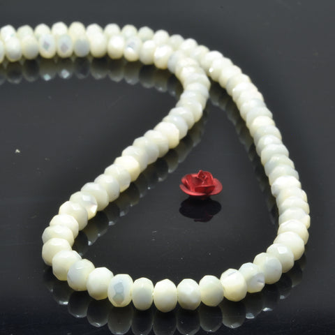 Natural Mother of Pearl Shell White MOP faceted rondelle beads wholesae loose gemstone for jewelry making diy