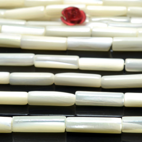 Natural White Mother of Pearl Shell MOP smooth tube loose beads wholesale gemstone jewelry making diy