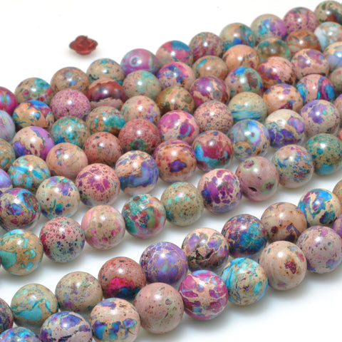 Galaxy Sea Sediment Imperial Jasper Smooth Round Loose Beads Gemstone wholesale Jewelry Making Stuff Diy Bracelet
