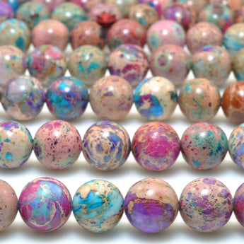 Galaxy Sea Sediment Imperial Jasper Smooth Round Loose Beads Gemstone wholesale Jewelry Making Stuff Diy Bracelet