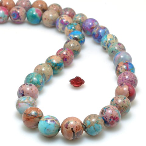Galaxy Sea Sediment Imperial Jasper Smooth Round Loose Beads Gemstone wholesale Jewelry Making Stuff Diy Bracelet