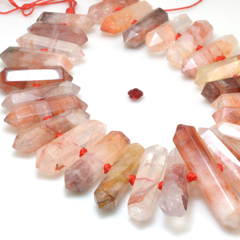 Natural Red Hematoid Quartz Points faceted double terminated point beads energy prism wholesale gemstone for jewelry making DIY