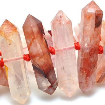 Natural Red Hematoid Quartz Points faceted double terminated point beads energy prism wholesale gemstone for jewelry making DIY