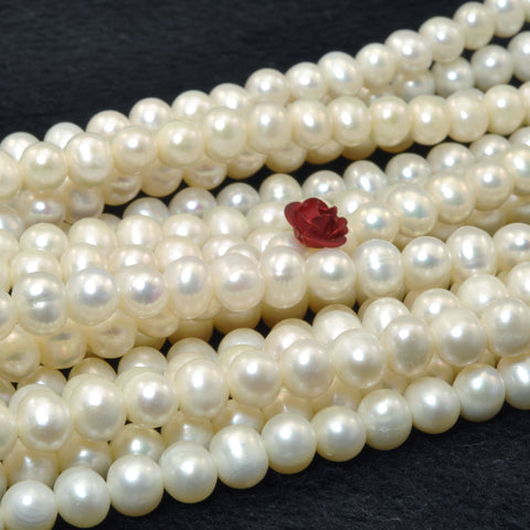 Natural White Fresh Water Pearl smooth egg beads wholesale for jewelry making diy bracelet necklace earrings design