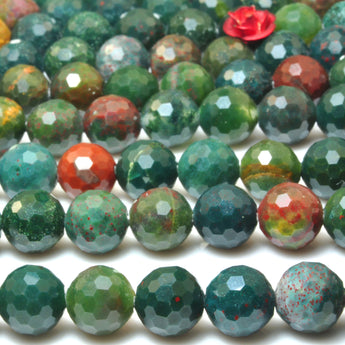 Natural Bloodstone Heliotrope green stone mini faceted round loose beads wholesale gemstone for jewelry making DIY bracelets