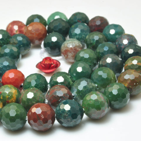 Natural Bloodstone Heliotrope green stone mini faceted round loose beads wholesale gemstone for jewelry making DIY bracelets